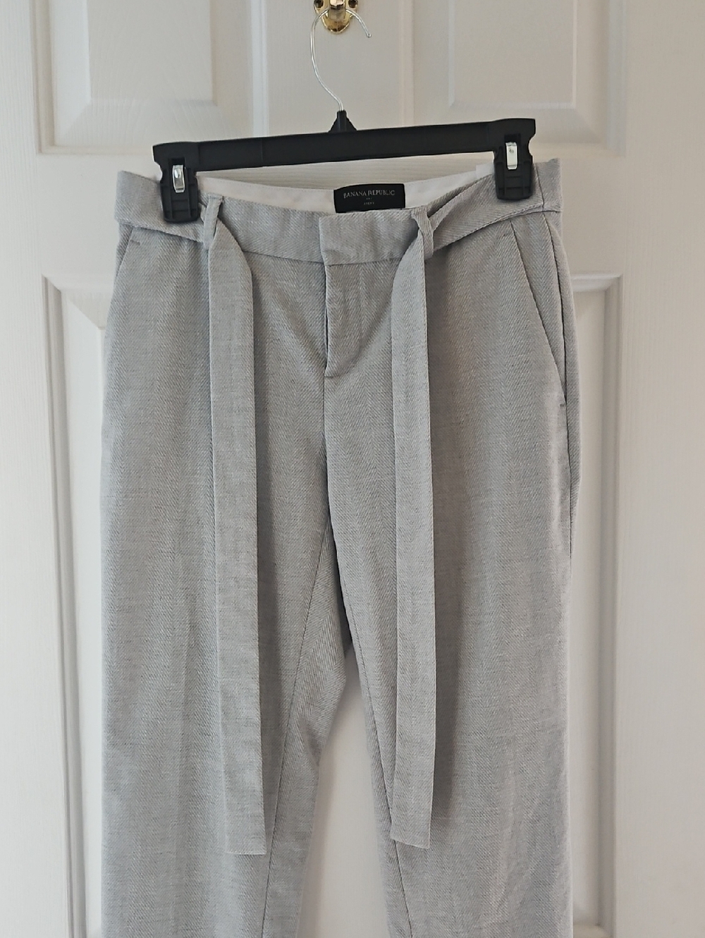 Banana Republic Light Gray Tie-Waist Trousers